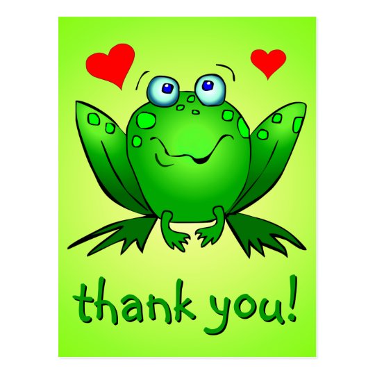 Thank You Cute Green Frog Hearts Postcard | Zazzle.com