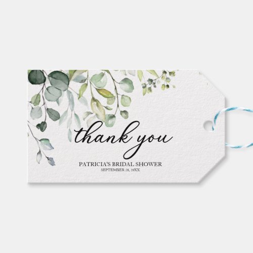 Thank You _ Cute Greenery Eucalyptus Watercolor Gift Tags