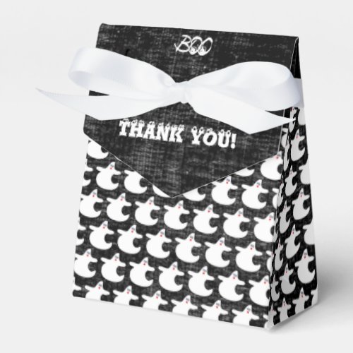 Thank You Cute Halloween Diva Ghost Pattern Black Favor Boxes