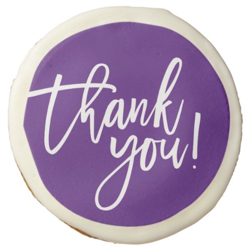 THANK YOU cute hand lettered white writing purple Sugar Cookie