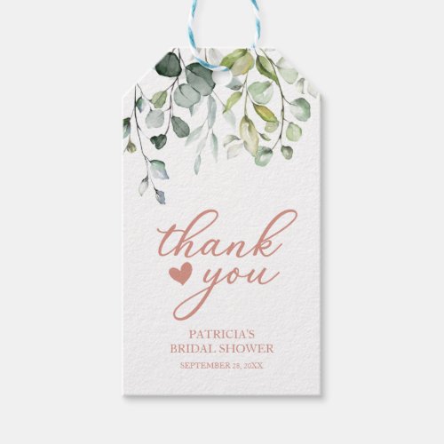Thank You _ Cute Heart Greenery Eucalyptus Gift Ta Gift Tags