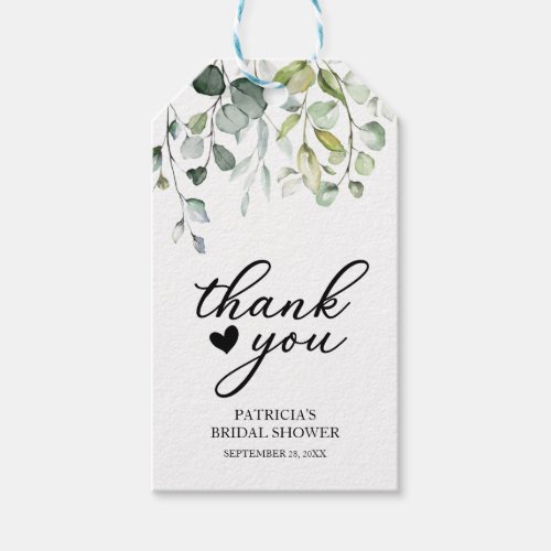 Thank You _ Cute Heart Greenery Eucalyptus Gift Tags