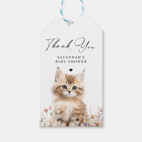 Thank You  Cute Kitten Baby Shower Favor Gift Tags