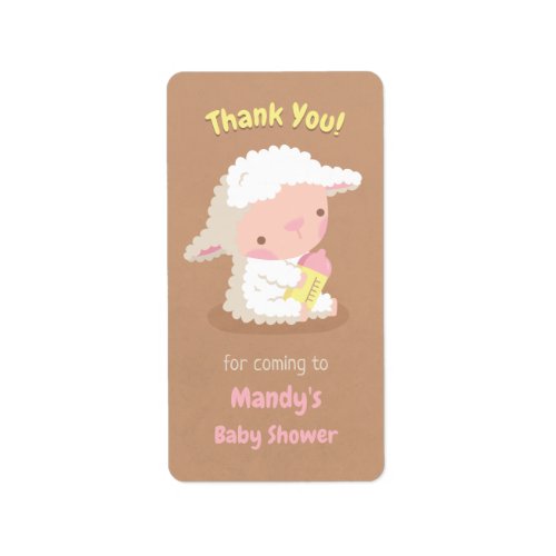 Thank You Cute Lamb and Bottle Baby Shower Label