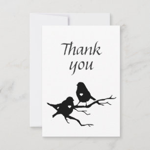 Thank You Cute Little Bird Silhouette on Branch