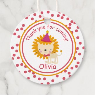 Thank You - Cute Little Lion & Polkadots - Kids Favor Tags