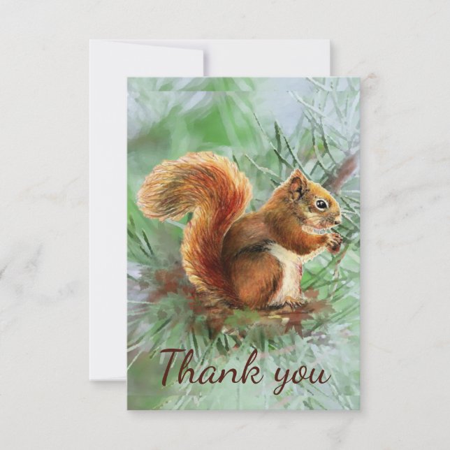 Thank You Cute Little Red Squirrel Animal Art (Front)