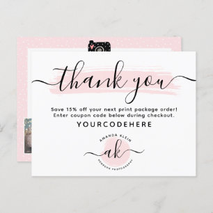 Thank You Cute Minimalist Photography Logo 4-Photo Postcard