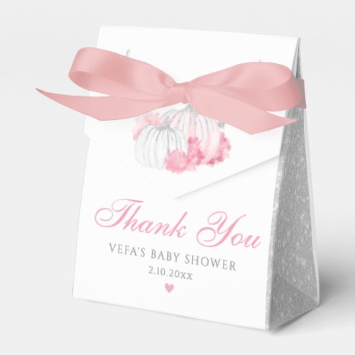 Thank You Cute Pink Fall Pumpkin Girl Baby Shower  Favor Boxes
