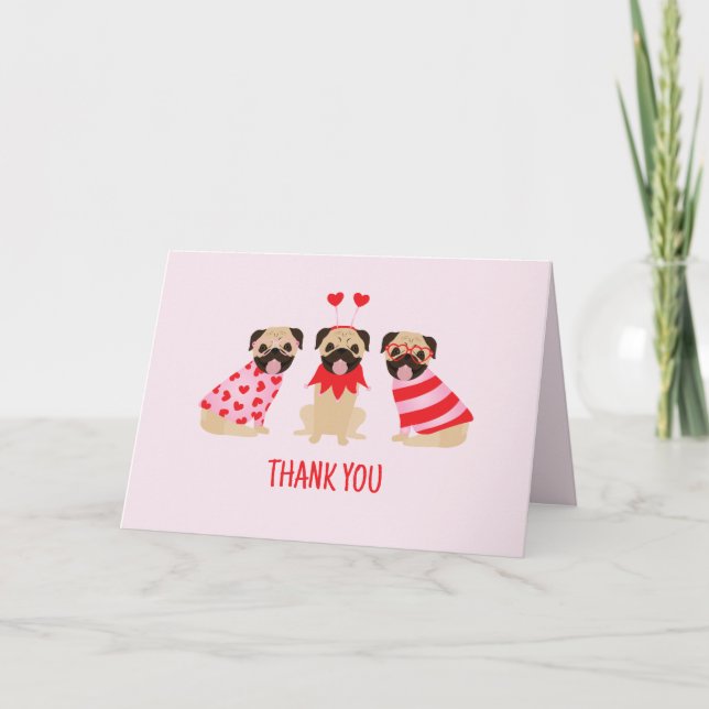 Thank You Cute Pug Dogs Card (Front)