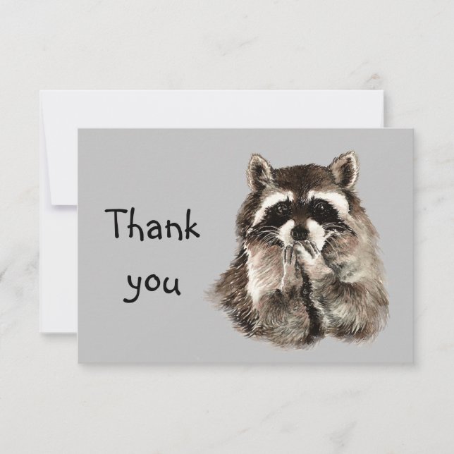 Thank You Cute Raccoon Blowing Kisses Animal Humor (Front)