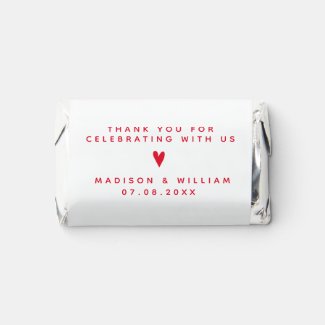 Thank You - Cute Red Heart Wedding  Hershey's Mini Hershey's Miniatures