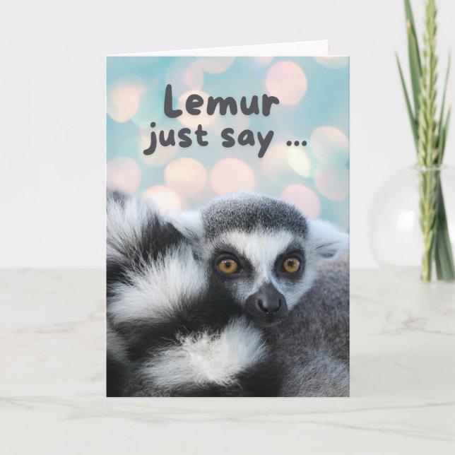 Thank You Cute Ring Tailed Lemur Pun Card (Front)