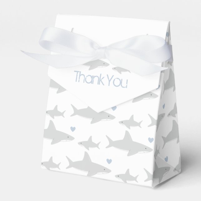 Thank You Cute Sharks Baby Shower Favor Boxes (Front Side)