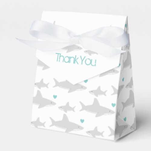 Thank You Cute Sharks Green Baby Shower Favor Box