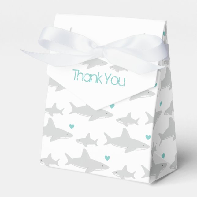 Thank You Cute Sharks Green Baby Shower Favor Box (Front Side)