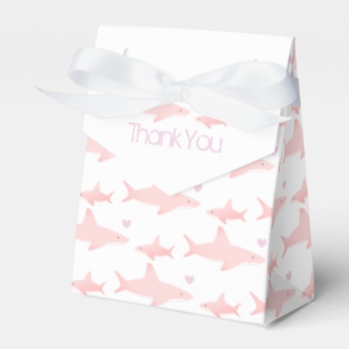 Thank You Cute Sharks Pink Baby Shower Favor Box