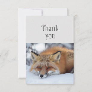 Thank You Cute Sleeping Red Fox Animal Card