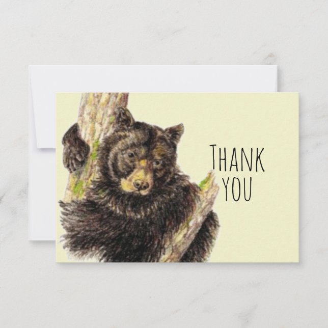 Thank You Cute Watercolor Bear Hug Animal Art Card (Front)