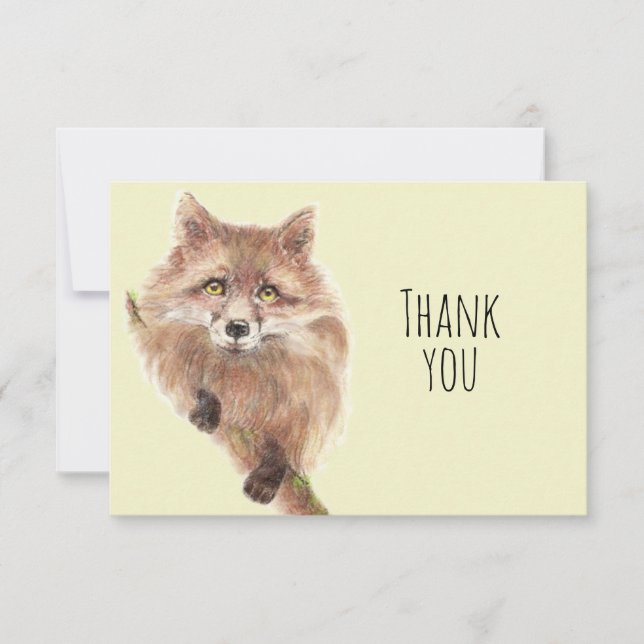 Thank You Cute Watercolor Fox Animal Art Nature (Front)