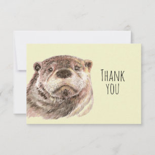 Thank You Cute Watercolor Otter Animal Art Nature Card