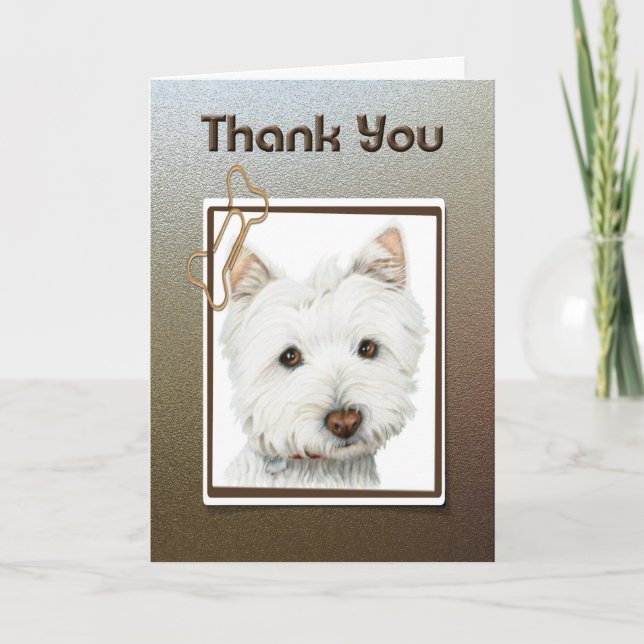 Thank You Cute Westie Dog Card (Front)