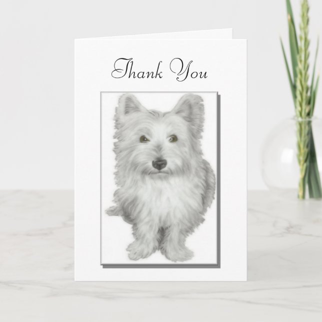 Thank you, cute westie dog card (Front)