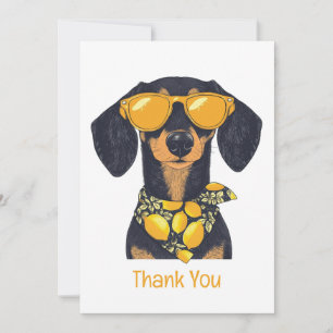 Thank You Dachshund Dog Sunglasses Lemons Card