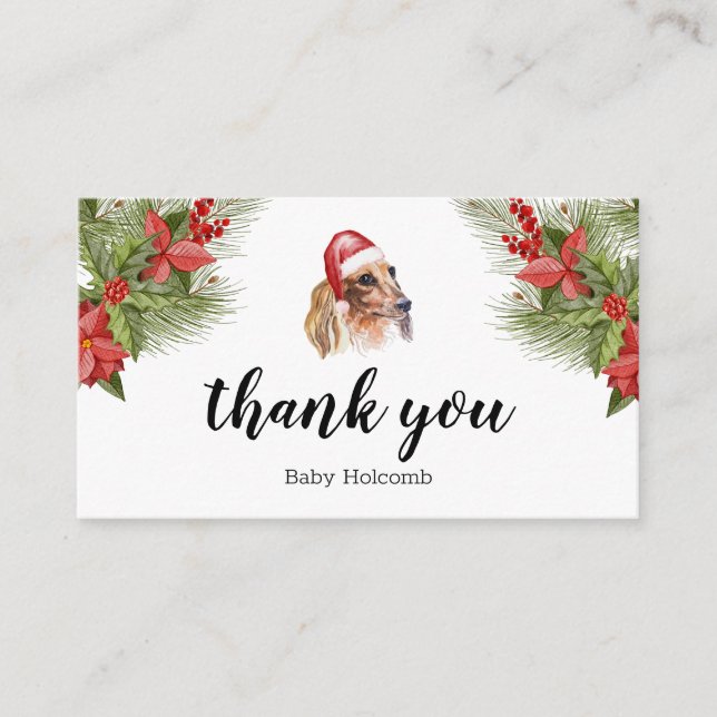 Thank you Dachshund Watercolor Festive Enclosure Card (Front)