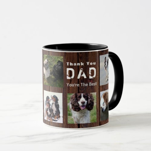 Thank You DAD Photo Collage Mug Rustic