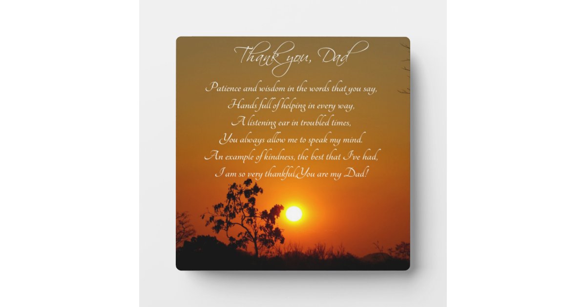 "Thank You, Dad" Poem Gift Plaque