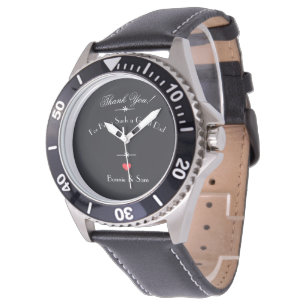 'Thank You Dad' White Fonts Red Heart Black Face Watch