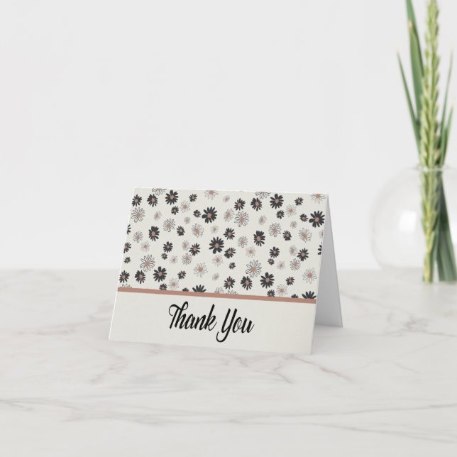 Thank You Daisies Black Pink Floral Pattern (Front)