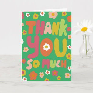 THANK YOU Daisies Colorful Curvy Bubble Letters Card