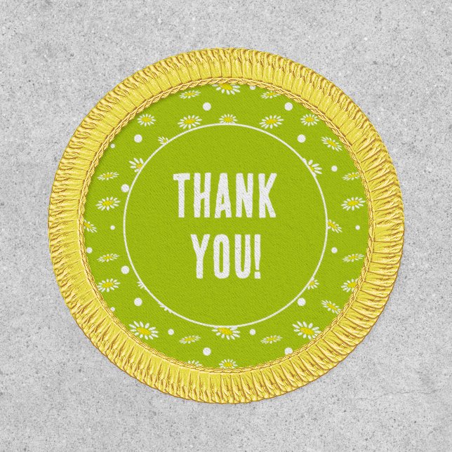 Thank You Daisy Flower Spring Party Favor Patch (Front)