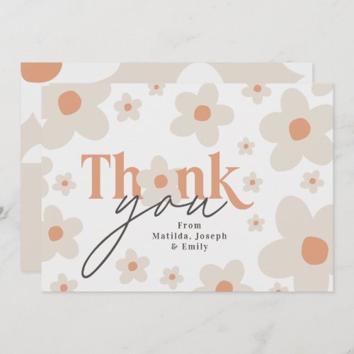 Thank you daisy terracotta natural birthday invitation