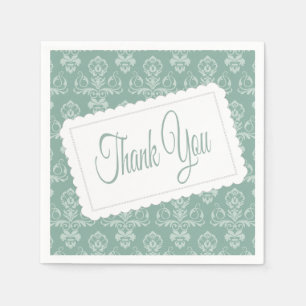 Thank You Damask Pattern Blue, Green Teal Napkins
