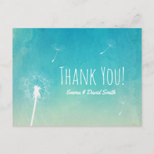 Thank You   Dandelion Blowing Elegant Watercolor Postcard