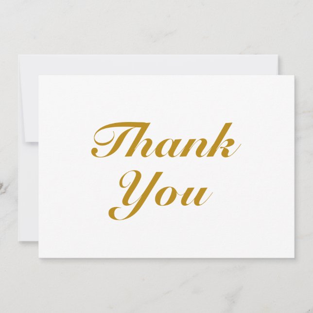 Thank You dark gold white elegant script note card (Front)