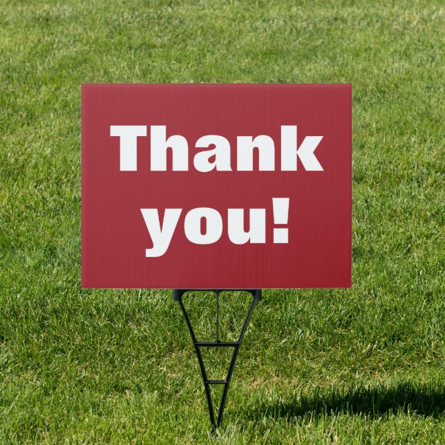 Thank You! Dark Red Lawn Sign (Insitu)