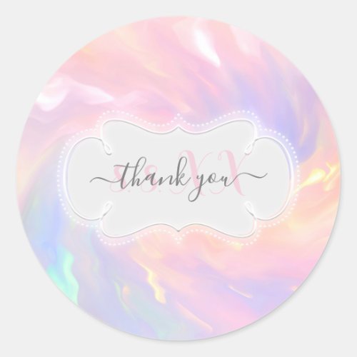 Thank You Date Holographic Baby Shower Birthday Classic Round Sticker