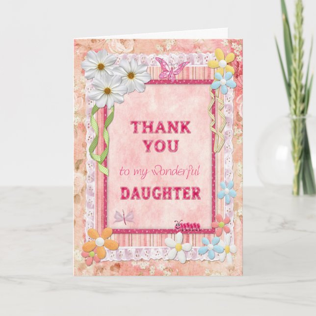 Thank you daughter, flowers craft card (Front)