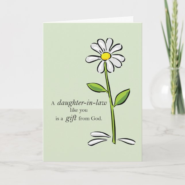 Thank You Daughter-in-Law, Religious Green Daisy Card (Front)