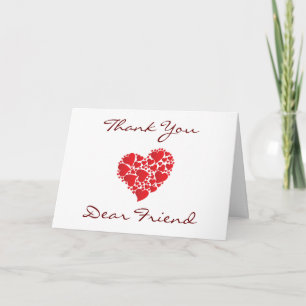 "THANK YOU" DEAR "FRIEND" WITH HEARTFELT MESSAGE LETTERPRESS THANK YOU CARD