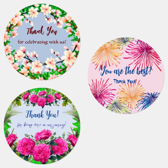 Thank You Decorative  Round Stickers (Group)