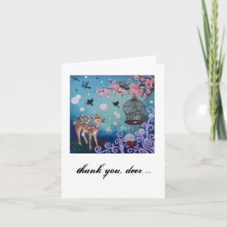 Thank you, deer.. Card, white envelopes included Letterpress Thank You Card
