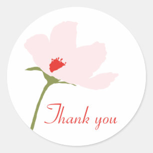 Thank you delicate pink cosmos flower customize classic round sticker