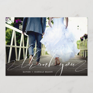 Thank You Delicate Script Photo Thank You Card