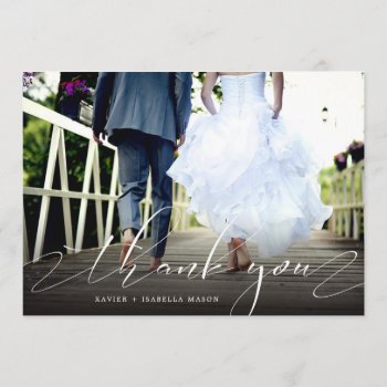 Thank You Delicate Script Photo Thank You Card by PinkMoonPaperie at Zazzle