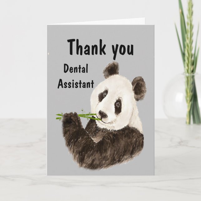 Thank you Dental Assistant with Funny Panda Bear Card (Front)